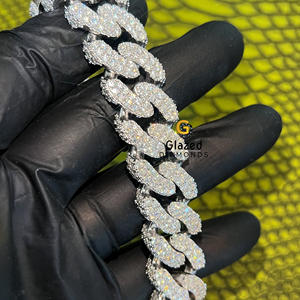 Nueva Cadena Cubana Unisex de Alta Gama con Diamantes de Corte Brillante Exquisito, Claridad VVs, Totalmente Cubierta de Diamantes, Pulseras Hip Hop de Plata Esterlina 925 - Product Image 3