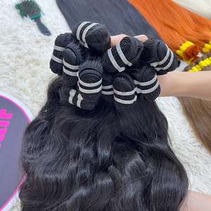 Cabello crudo Camboyano de onda natural Paquetes al por mayor Paquete de cabello de trama 100% Cabello crudo de alta calidad al mejor precio - Product Image 5