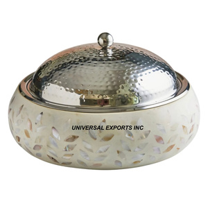 Olla decorativa de madera con tapa de diseñador, cazuela de mesa de forma redonda, diseñador clásico con estilo, nuevo calentador de alimentos de Metal - Product Image 6