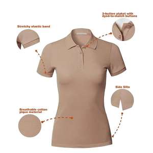 Camisas de Mujer OEM de Alta Calidad, 100% Poliéster, Vintage, Antiarrugas, Personalizables, Manga Corta, Cierre de Cremallera, Casuales, Sólidas y de Secado Rápido - Product Image 6