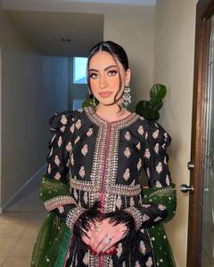 ชุดเดรสผ้ากำมะหยี่ปักลายผ้าหนาทำจากผ้าไหมผ้าแพรแข็งดีไซน์ใหม่ล่าสุด - Product Image 2