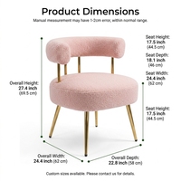 Fauteuil lounge DM Fluffy Boucle à assise ronde et dossier bas, pieds en métal doré, pour chambre à coucher et coiffeuse, fournisseur en gros OEM