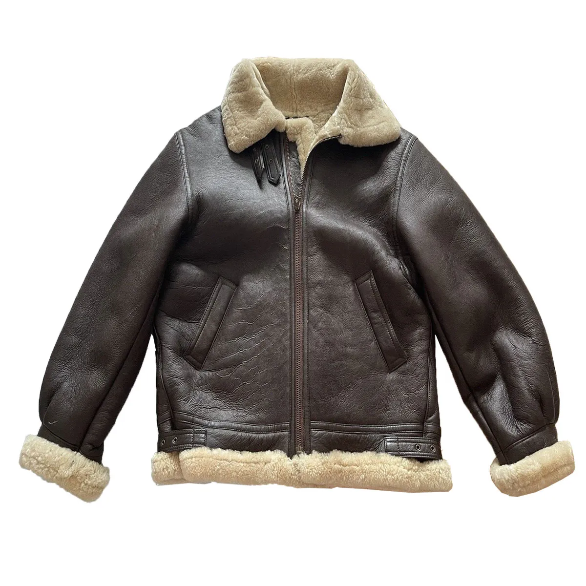 Hommes B3 bomber Manteaux D'hiver Épaisseur En Cuir Fourrure Mouton Dames Veste En Cuir Aviateur Outwear manteau en cuir