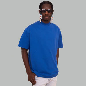 Venta al por mayor primavera nueva llegada 350gsm prenda teñida sólido de punto Formal de gran tamaño de manga corta de los hombres camiseta Ringspun algodón - Product Image 5