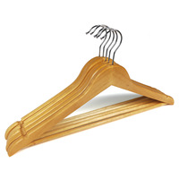 Lot de 5 cintres en bois antidérapants lisses avec rainures pour vêtements