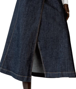 Jupe portefeuille en jean à la mode pour femmes Jupe polyvalente confortable et élégante pour les tenues de tous les jours de voyage de style de rue décontracté - Product Image 1