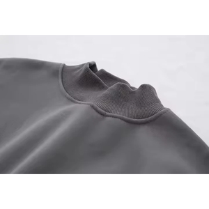 Sweat-shirt décontracté pour homme, coupe ample, en molleton gris uni, col montant, manches classiques, tricoté - Product Image 3