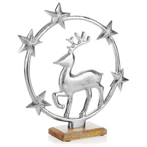 Sculpture de renne en métal doré de meilleure qualité avec base en bois Sculpture de décoration de maison de noël et de mariage d'élégance moderne - Product Image 2