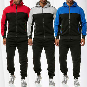 ชุดวอร์มสองชิ้นมีซิปสวมใส่สบายชุดวิ่งสำหรับผู้ชายชุดวิ่งผ้าฝ้ายโพลีเอสเตอร์น้ำหนักเบาออกแบบโลโก้ได้ตามที่ต้องการ - Product Image 1