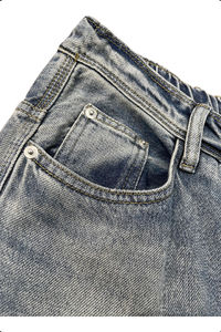 Pantalones vaqueros 2025 personalizados informales para hombre para primavera y verano de algodón grueso recto suelto elástico medio transpirable Denim medio liso teñido - Product Image 5