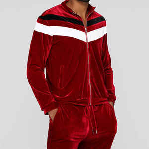 Conjunto de Chándal de Terciopelo Personalizado OEM, Diseña Tu Propio Chándal, Conjunto de Dos Piezas con Cremallera Estampada para Hombre - Product Image 4