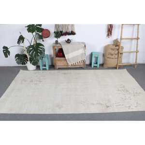 พรมวินเทจขนาดใหญ่ 4.7x8.9 ฟุต พรมตุรกี สีเบจน้ำตาล พรมขนสัตว์แท้ - Product Image 3