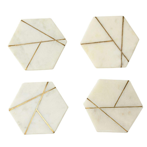 White marble drink coaster table top protection home parties use outdoor and indoor tea coffee mugs beer cans bar water <b>glasses</b> - Product Image 3