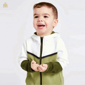 ชุดวอร์มสำหรับเด็กผ้าคอตตอนโพลีเอสเตอร์มีซิปมีฮู้ดแบบเต็มชุดวอร์มกางเกงวอร์ม - Product Image 4