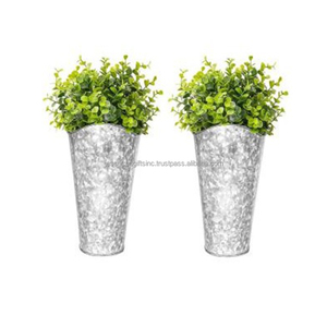 Maceta colgante de pared de hoja de Metal con revestimiento de polvo dorado acabado forma redonda de alta calidad para decoración de jardín - Product Image 6
