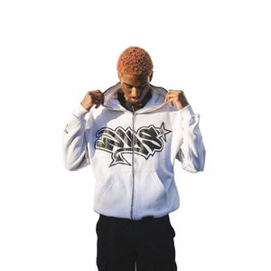 OEM nueva moda 100% algodón pesado de gran tamaño ajuste Puff impresión carta completa cremallera Sudadera con capucha personalizada para Hombre Sudaderas con capucha y sudaderas - Product Image 4