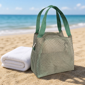 Large Capacity Mesh Zipper <b>Bag</b> <b>Beach</b> Swim Travel Storage Tote Breathable Portable Carry <b>Bag</b> - Product Image 2