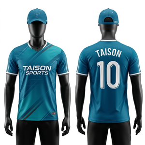 Maillot de football pour homme 180 GSM en polyester interlock, design à panneaux dégradés bleus, impression par sublimation, transfert thermique, logo personnalisé - Product Image 1