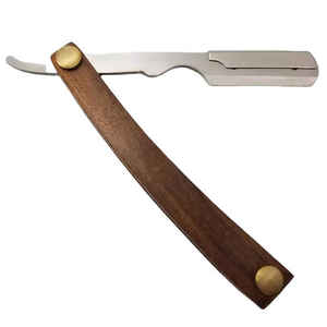 Navaja de Afeitar Profesional de Acero Inoxidable de Alta Calidad con Mango de Madera - Product Image 1