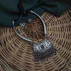High-Quality SHIPRA Oxidised Hasli <b>Set</b> Necklace & <b>Earrings</b> | Best Seller | Exported from India - Product Image 4