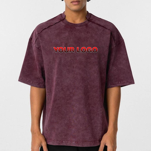 เสื้อยืดสำหรับผู้ชายน้ำหนักเบาเปิดไหล่ปล่อยทรงหลวมเสื้อเชิ๊ตแขนซักแบบเปิดไหล่พิมพ์โลโก้ได้ตามต้องการ - Product Image 1