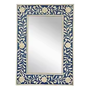 Miroir mural décoratif artisanal élégant avec cadre en os et nacre écologique moderne par Crescent Crafts - Product Image 5