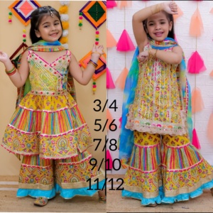 ชุดแต่งกายสำหรับเด็กผ้าไหมชาลวาร์คามีซอินเดียสไตล์ปากีสถานปักลายสไตล์ปากีสถานสำหรับงานแต่งงานงานเลี้ยงสังสรรค์สำหรับเด็ก - Product Image 3