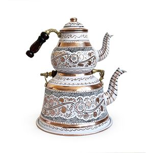 Shark Anatolia Erzincan Handcrafted Copper Middle Eastern Style 10-Person 1000ml Eco-Friendly Coffee & <b>Tea</b> Set - Product Image 4