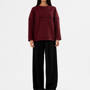 เสื้อสเวตเชิ้ตผ้าฟลีซปักลายตามสั่งสำหรับผู้หญิง สไตล์ลำลอง พิมพ์ลายนูน ผ้าฝ้ายทรงโอเวอร์ไซส์ คอกลม - Product Image 5