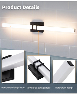 Lampe murale LED 8W noire IP44 pour hôtel, intérieur, salle de bain, miroir, éclairage mural pour galerie d'images, peinture, éclairage d'art - Product Image 4
