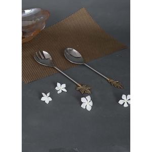 Fini argenté mat Personnalisez la poignée de designer Design étonnant en acier inoxydable Élégant Cuillère et Fourchette Serveur - Product Image 4