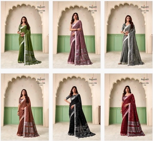 Collection complète de saris en soie et lin Rajpath Khyati, disponible en gros à prix de gros. - Product Image 6