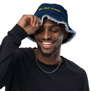 Chapeau Bob en Jean Vieilli Ike-Conic avec Broderie 3D, Décorations Décontractées en Velours, Rayures, Nœuds en Flanelle, Imprimés Léopard, Camouflage, Dessins Animés et Bordure en Dentelle - Product Image 1