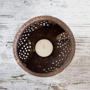 Joli bougeoir chauffe-plat suspendu supports de coquille de noix de coco faits à la main pour bougies ornement décoratif cadeau - Product Image 2