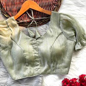 Blusa moderna de verano de Zimi Chu Slub Strach Fabric con hermoso nudo frontal patrón abierto estilo formal listo para usar - Product Image 4