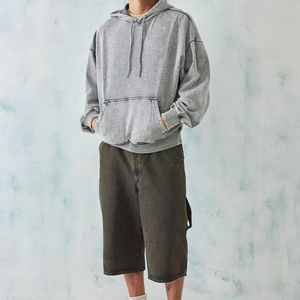 Sweat à capuche oversize grande taille pour homme, 100% coton, à fermeture éclair, dégradé, délavé à l'acide, imprimé en relief, brodé, hiver - Product Image 4