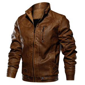 Nouvelle veste de moto en peau de mouton pour homme, tendance, col montant personnalisé, logo frontal, motif uni, respirante, prix raisonnable - Product Image 2