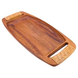 Bandeja de madera de forma ovalada con acabado pulido natural, juego de bandejas de madera personalizadas de 3 bandejas para servir dulces o pastas - Product Image 5