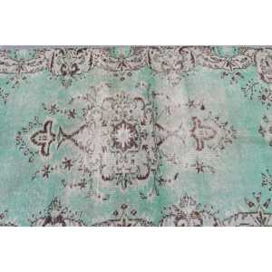 Vintage Rug, 3.8x6.3 ft Accent Rug, Green <b>Brown</b> <b>Wool</b> Rug - Product Image 5