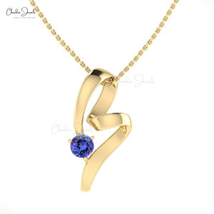 Colgante de tanzanita natural de oro de 14 quilates de gama alta, diseño trenzado azul de 0,47 CT con acentos de diamantes, collar, colgantes y dijes finos - Product Image 1