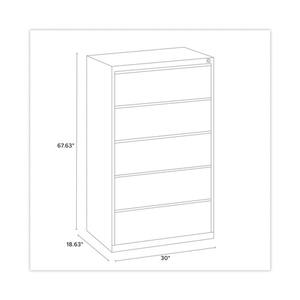 Armoire à dossiers latérale Alera 26143 Putty avec 5 tiroirs pour dossiers de format légal/lettre/A4, 30 pouces. X 18,62 pouces. X 67,62 pouces - Product Image 1