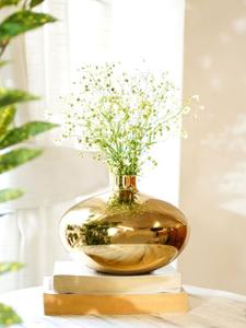 แจกันดอกไม้โลหะทรงกลมขัดเงาสีทองสวยงามอุปกรณ์ตกแต่งบ้านและห้อง - Product Image 6