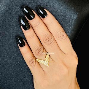 14K แหวนเพชรธรรมชาติสีทองเข้ากันเป็นวง V - Product Image 3