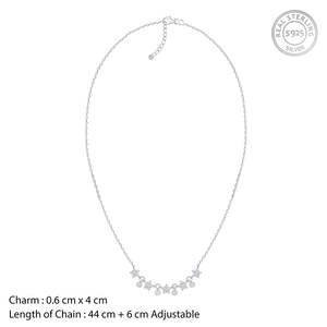 Modern <b>Silver</b> Floral Serenade <b>Necklace</b> Crafted with <b>Diamond</b> Sparkle for a Premium Fashion Look - Product Image 3
