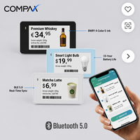 Étiquette électronique COMPAX 2,9 pouces 4 couleurs en papier électronique, solution de vente au détail intelligente sans fil BLE pour usage intérieur, mise à jour des prix par lots