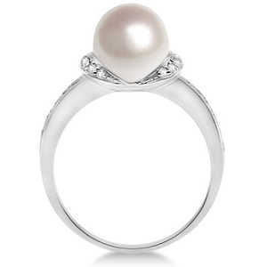 แหวนไข่มุกน้ำจืดแท้ 8 มม. ประดับเพชร ดีไซน์รูปหัวใจ ปรับขนาดได้ ทำจากสแตนเลสสตีล ชุบทอง 18K น้ำหนักเพชร 0.16 กะรัต - Product Image 2