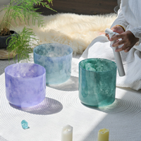 SUCCESS Custom Alchemy Singing Bowls Nouveau design Ensemble de bols chantants en cristal en trois parties pour la méditation