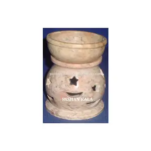 Antique Piece And Rounded Shape Dining Room Decoration Natural Soapstone Tea Light Aroma Oil Burner In Reasonable Price