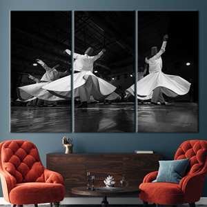 ภาพพิมพ์บนผ้าใบลายเดอร์วิชหมุนวนอันงดงาม - ของตกแต่งบ้านมุสลิม,3P:ห่อหุ้มอย่างดี - Product Image 1