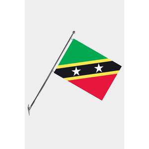 Ensemble de mât de drapeau télescopique mural Saint Kitts et Nevis avec accessoires de présentation - Product Image 1